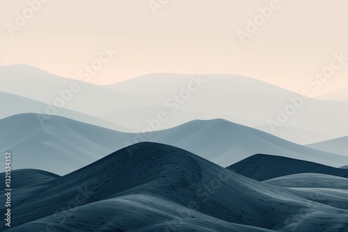 Obraz na płótnie A serene landscape featuring rolling hills in soft shades of blue and gray, evoking tranquility and simplicity. w salonie