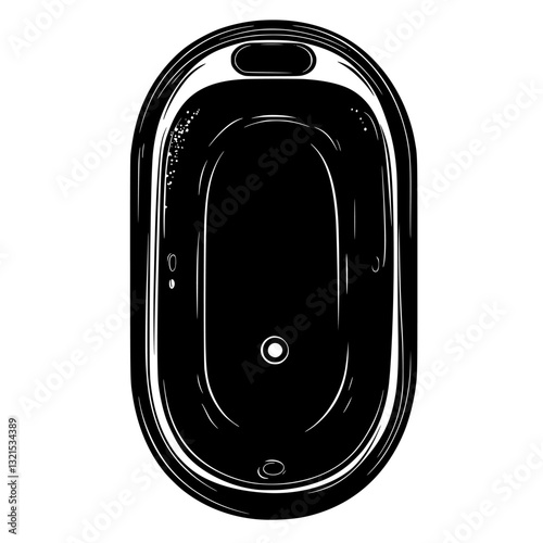Top view of Bathtub, furniture vector art, interior design