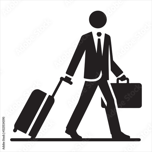 Businessman Silhouette Standing and Walking Vector icon