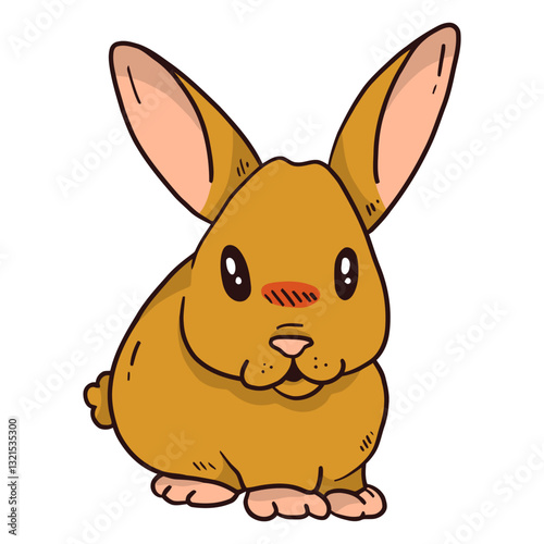 cute rabbit bunny ear muzzle fat flat.