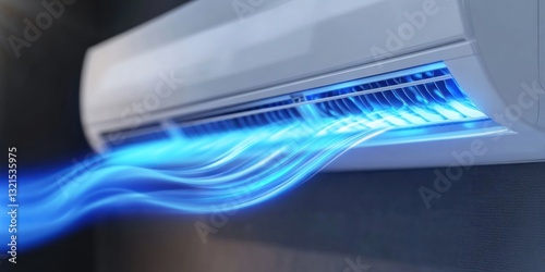 Modern Air Conditioner Blowing Cool Air, Home Cooling System, Climate Control Technology