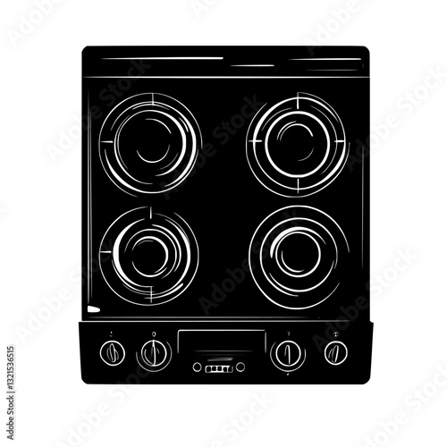 Top view Stove, furniture vector art, interior design