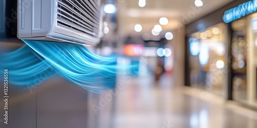 Modern Air Conditioning Unit in Shopping Mall:  Cool Breeze, Refreshing Air