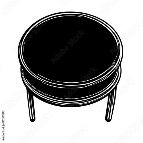 Top view Nesting table, furniture vector art, interior design