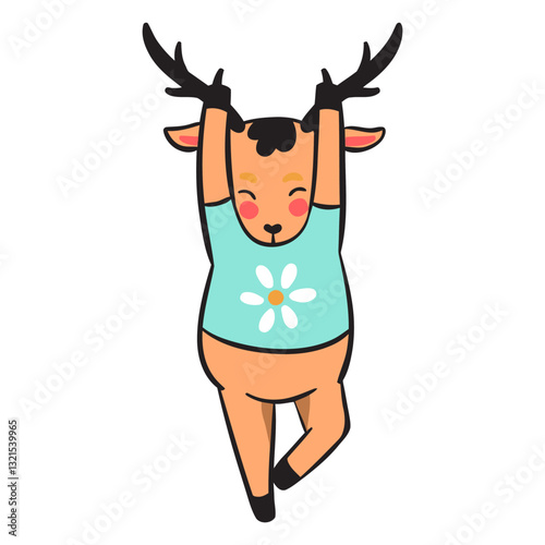 cute brown deer dancing.