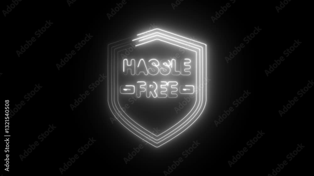 Glowing neon hassle  icon isolated on black background. HD Video motion graphic animation