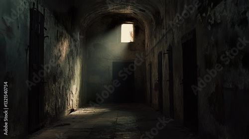 Dark Prison Corridor: A Gloomy Exploration of Confinement