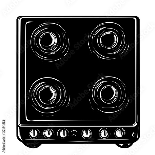 Top view Stove, furniture vector art, interior design