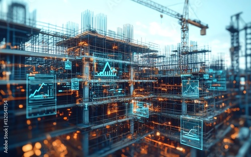 Smart construction site with digital overlays