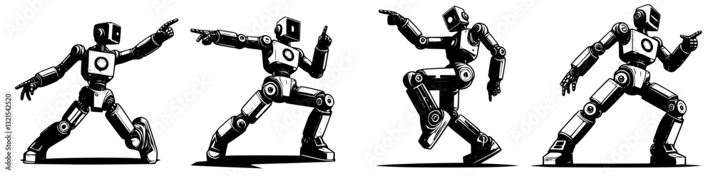 Four vectors of dancing robots Four vectors of dancing robots