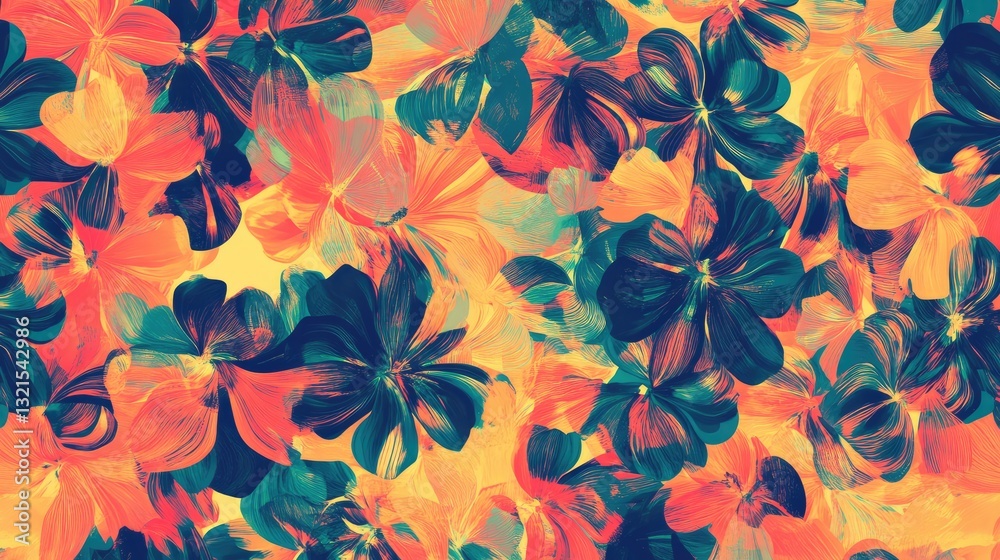 Obraz premium Vibrant floral pattern featuring a blend of colorful flowers against a soft background, perfect for design use