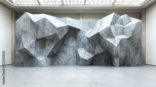 Abstract concrete wall sculpture