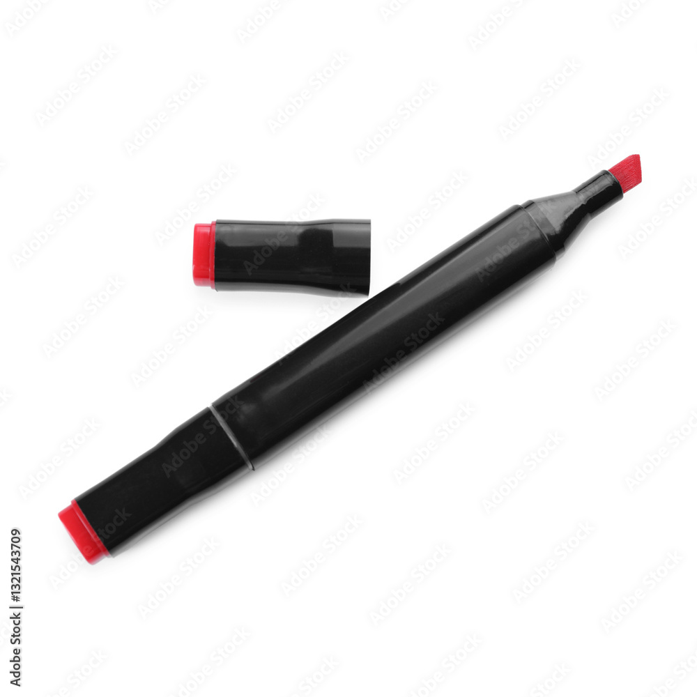 One double sided marker isolated on white, top view One double sided marker isolated on white, top view