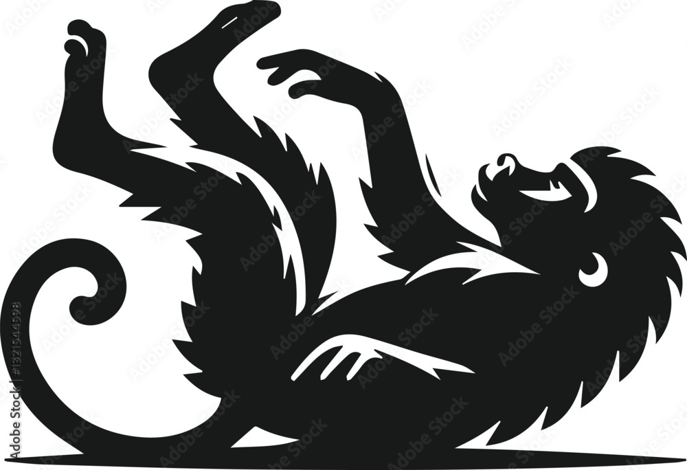Obraz premium Baboon rolling over playfully animal vector