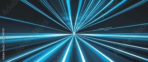 A Futuristic Tunnel with Pulsating Blue Lights Creating a Sense of Speed and Adventure