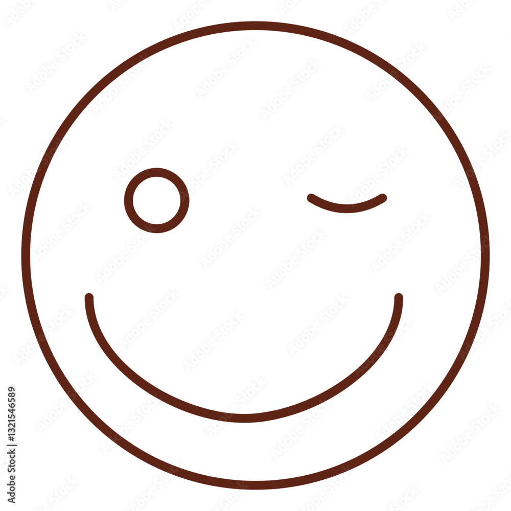 wink emoticon stroke element. wink emoticon stroke element.