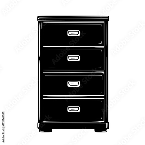 American Traditional Filing cabinet, furniture vector art, interior design