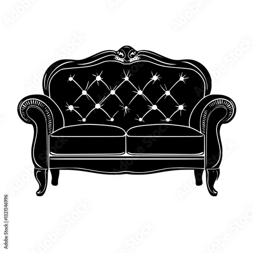 American Traditional Loveseat, furniture vector art, interior design