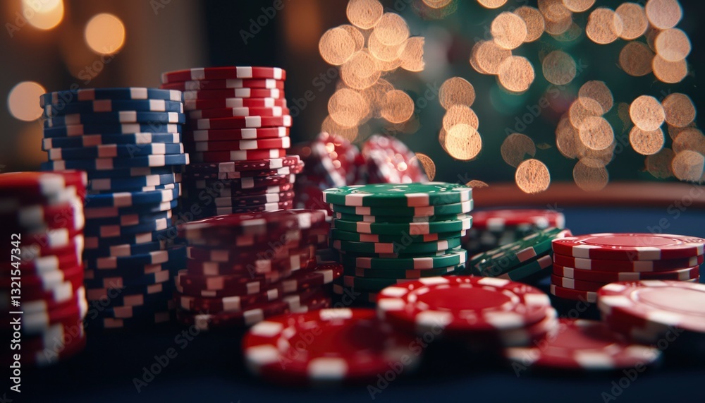 Poker chips stacks on table Poker chips stacks on table