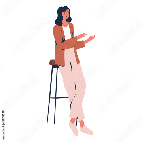 woman reclined talking character.