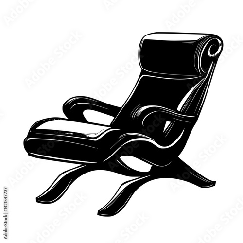 Art Deco Recliner, furniture vector art, interior design