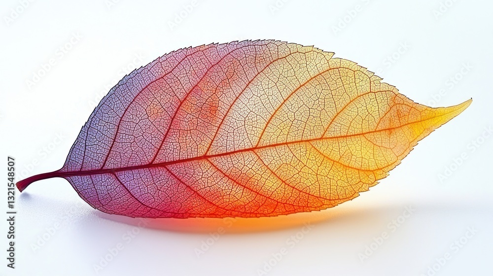 Vibrant fall leaf, translucent veins Vibrant fall leaf, translucent veins