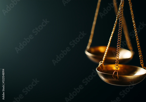 Golden balance scales of justice symbolizing fairness, law, and ethical decision-making against a dark background