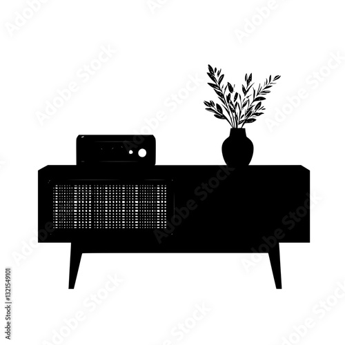 Bohemian Media console, furniture vector art, interior design