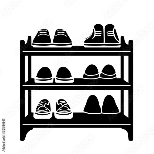 Cottage Shoe rack, furniture vector art, interior design