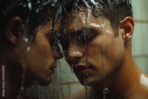 Wallpaper Mural Tender Moment Between Two Adult Gay Men in Bathroom Capturing Love and Affection Torontodigital.ca