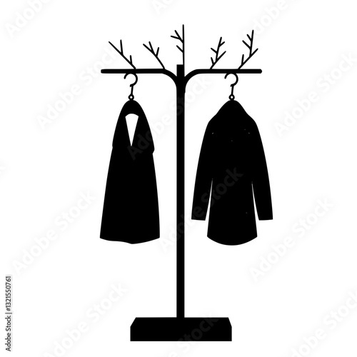 Eclectic Coat rack, furniture vector art, interior design