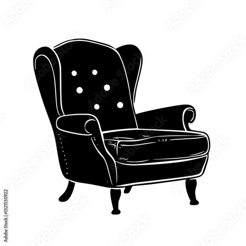 Eclectic Recliner, furniture vector art, interior design