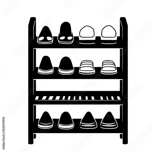 Eclectic Shoe rack, furniture vector art, interior design