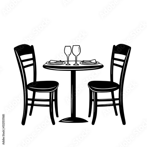 Mediterranean Dining chairs, furniture vector art, interior design