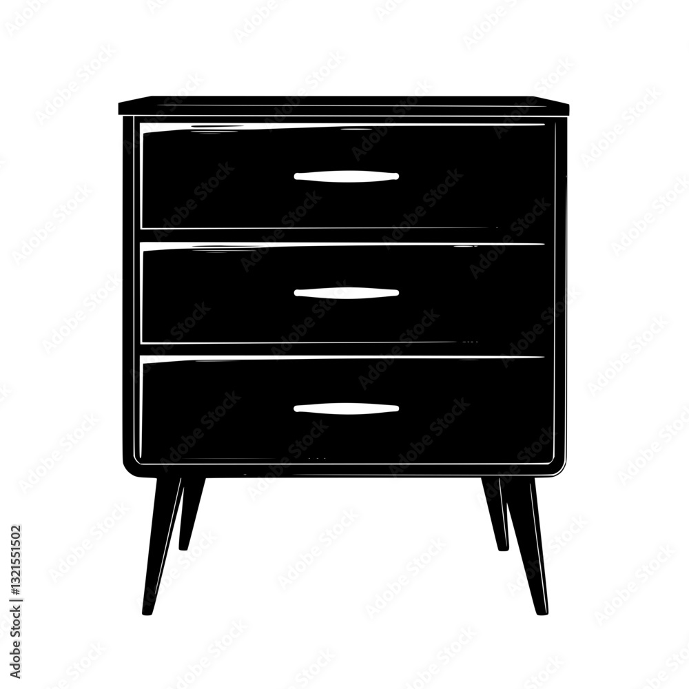 Mid Century Modern Chest of drawers, furniture vector art, interior design Mid Century Modern Chest of drawers, furniture vector art, interior design