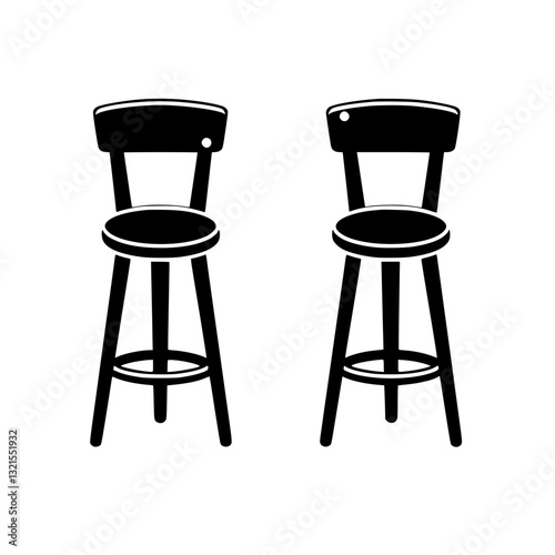 Modern Bar stools, furniture vector art, interior design