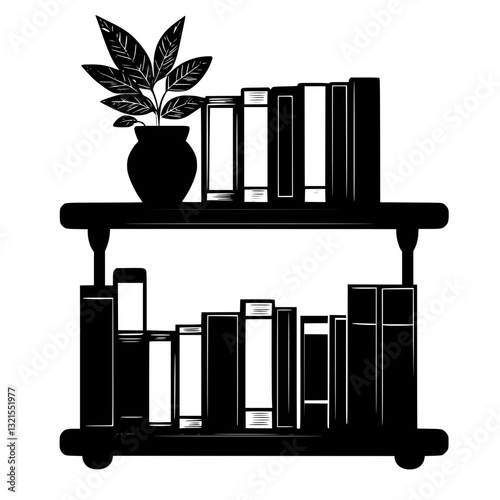Modern Bookshelf, furniture vector art, interior design
