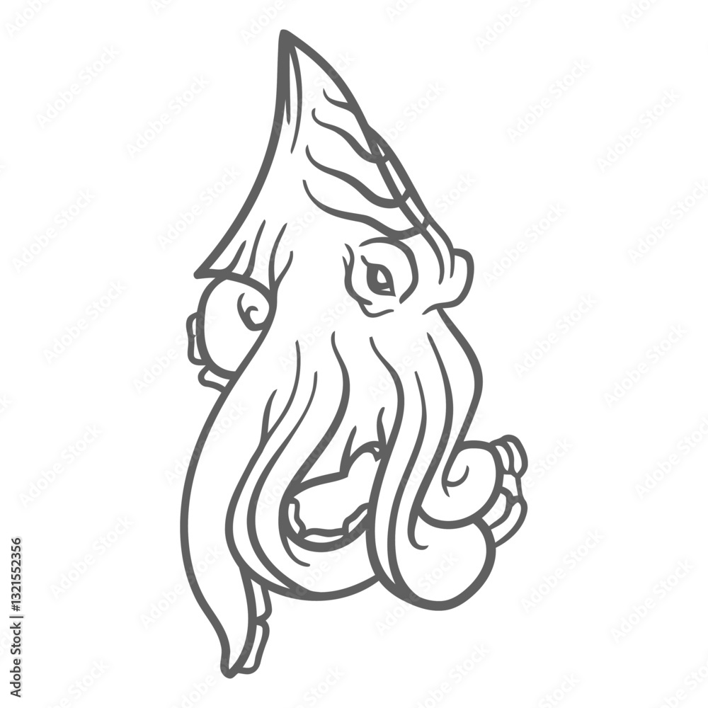 Obraz premium folklore creature kraken moving stroke