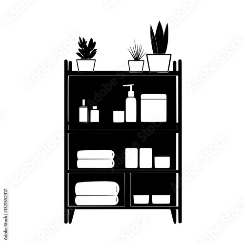 Modern Linen cabinet, furniture vector art, interior design