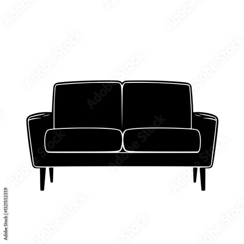 Modern Loveseat, furniture vector art, interior design