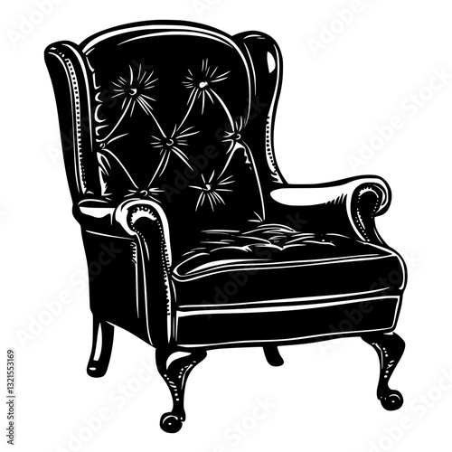 Neoclassical Recliner, furniture vector art, interior design