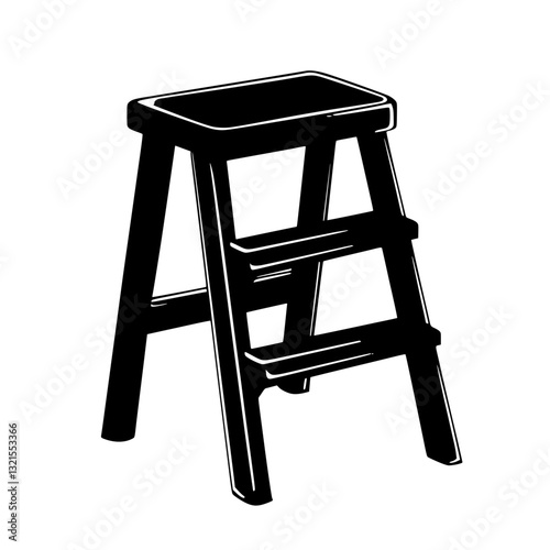 Neoclassical Step stool, furniture vector art, interior design