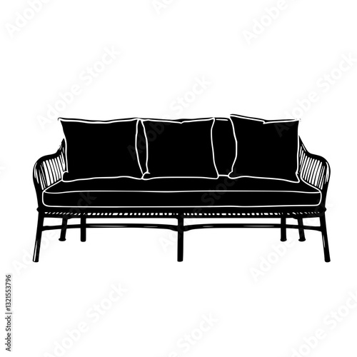 Retro Outdoor sofa, furniture vector art, interior design