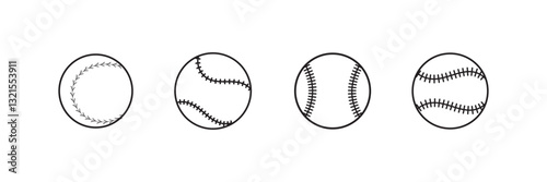 Softball vector icon set. baseball illustration sign collection. ball symbol or logo.