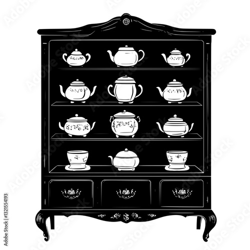 Steampunk China cabinet, furniture vector art, interior design