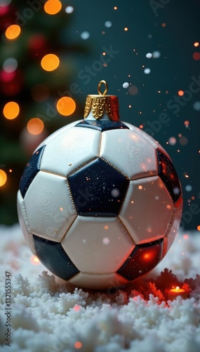 Football inflated like a festive Christmas bauble, flexible, inflatable, deflated