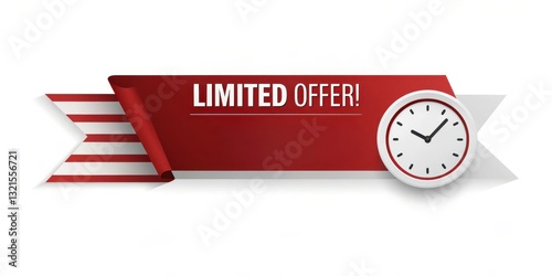 Summer sale promotion with special deals and discount. Promotional banner featuring a limited time offer and a clock graphic.