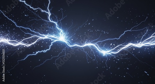 Wallpaper Mural Abstract silver blue lightning sparks anime on plain dark black background illustration Torontodigital.ca