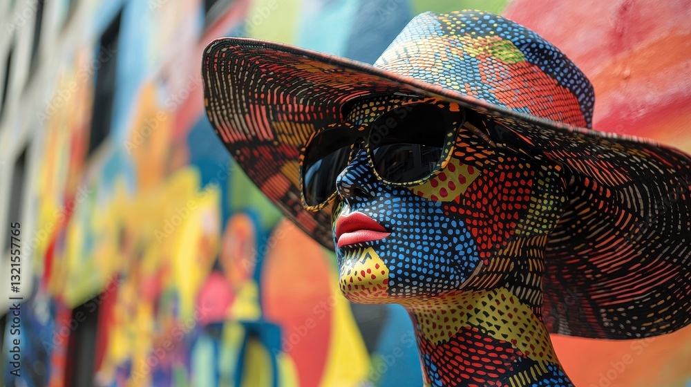 Obraz premium Modern Fashion Display with Colorful Sunhat and Stylish Sunglasses