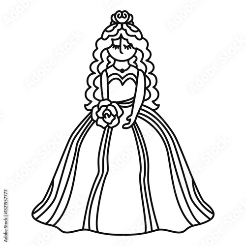  lady in dress hand drawn stroke.